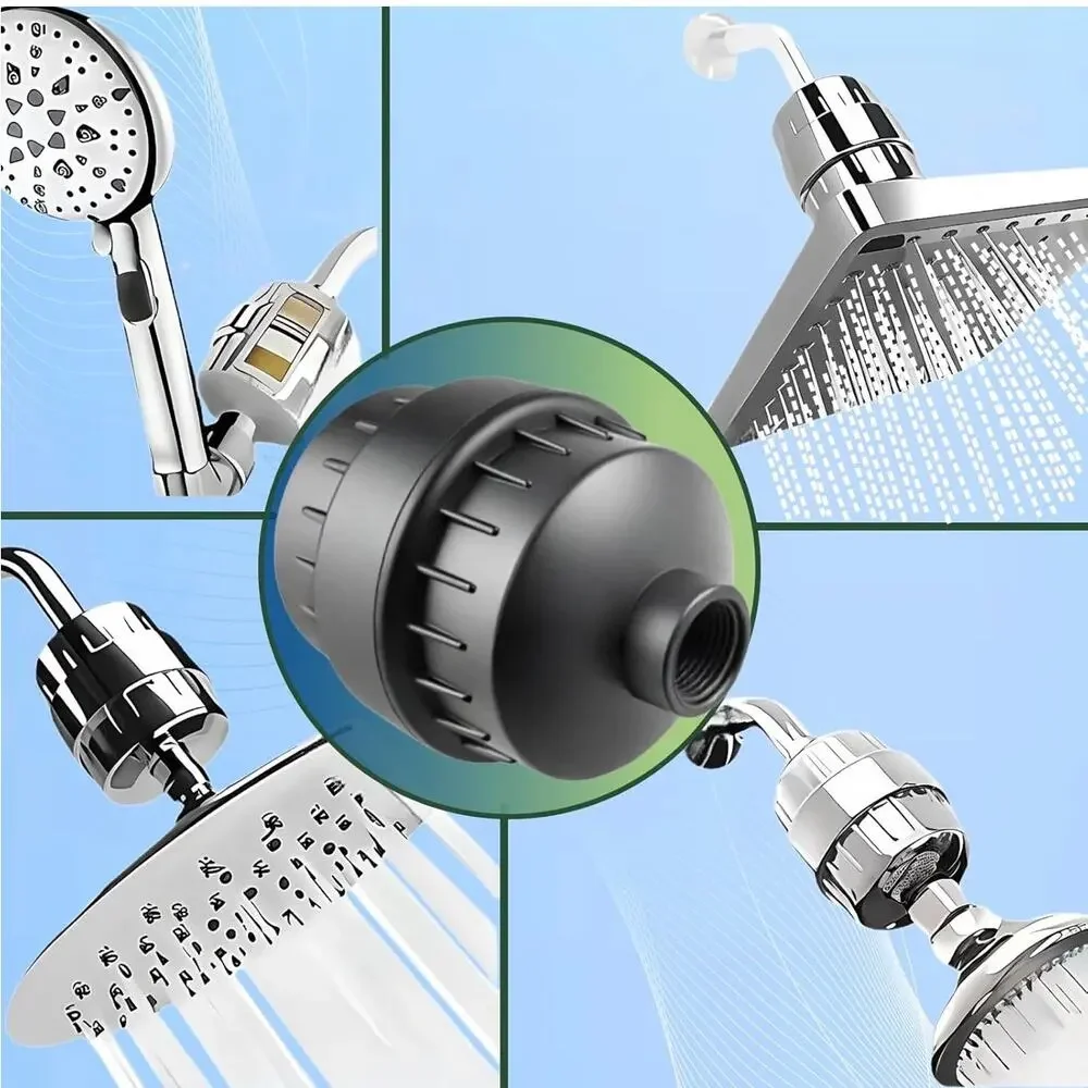 20-Stage Shower Filter for Hard Water Inline Chlorine Reduction Matte Black